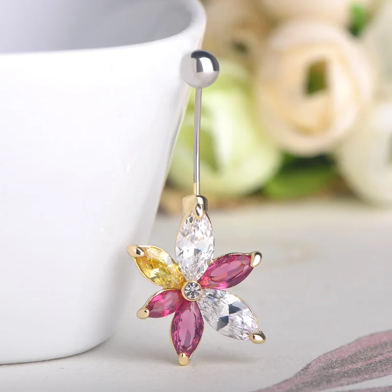 Кольцо в виде колокольчика розовое золото разноцветные нержавеющая сталь 316 л