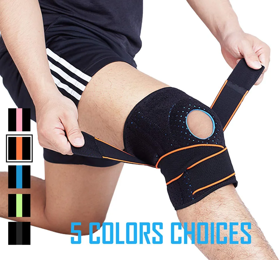 Orange AOLIKES 1 шт. наколенники Coolfit быстросохнущие силикагель 4 пружины спортивные наколенники отверстие наколенники протектор - Цвет: Orange