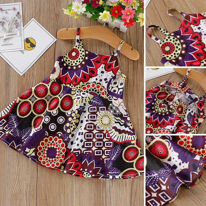 Платье принцессы на бретельках с оборками и цветочным принтом для маленьких