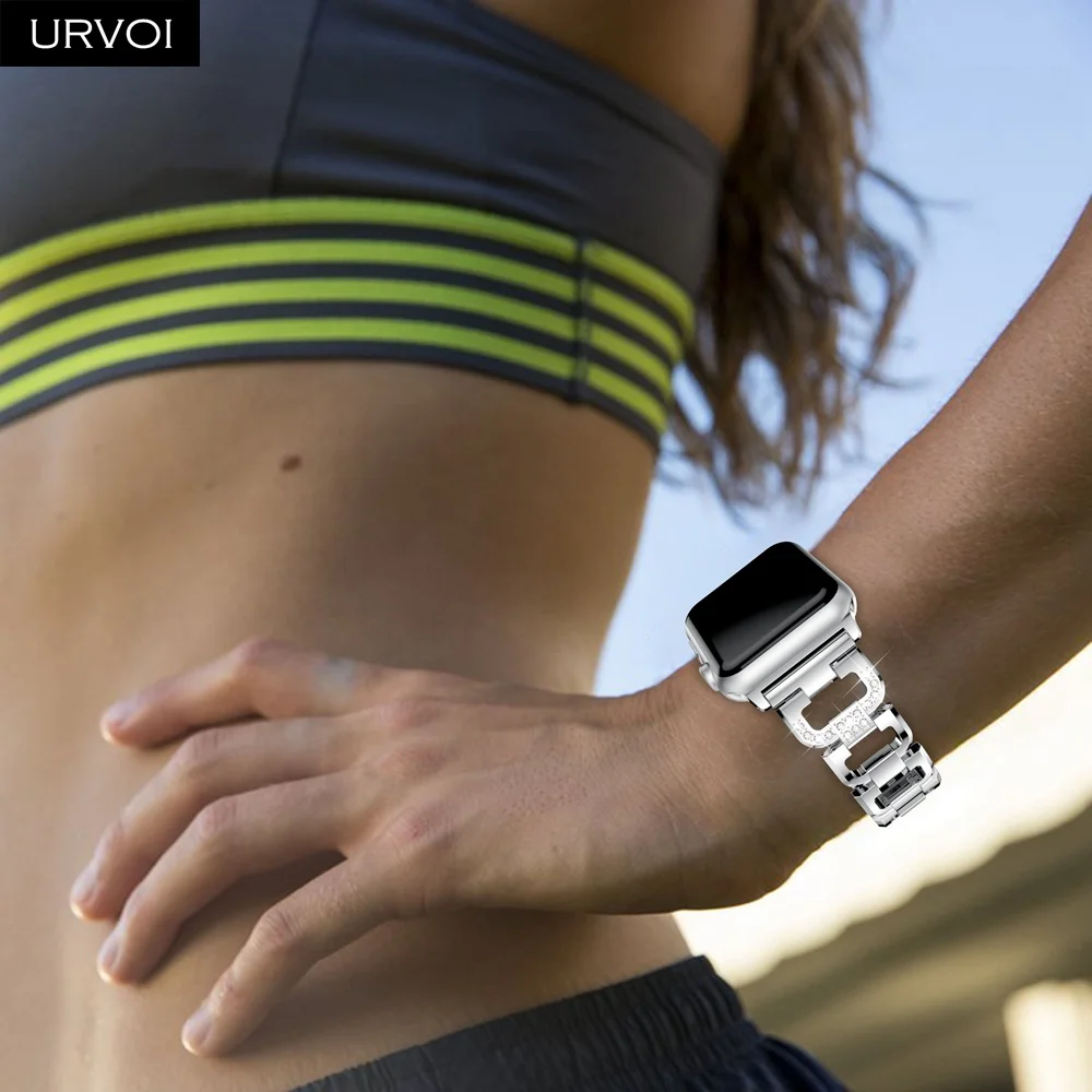URVOI link браслет для Apple Watch series 6 SE 5 4321 D ремешок из нержавеющей стали iWatch модный на