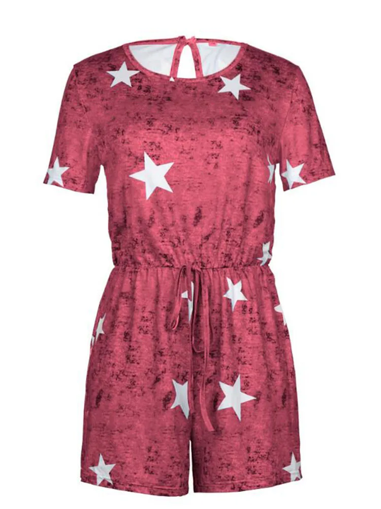 

Women Summer Fashion Short Sleeve Backless Playsuit Ladies Beach Shorts Jumpsuit Playsuit 2019 dropship