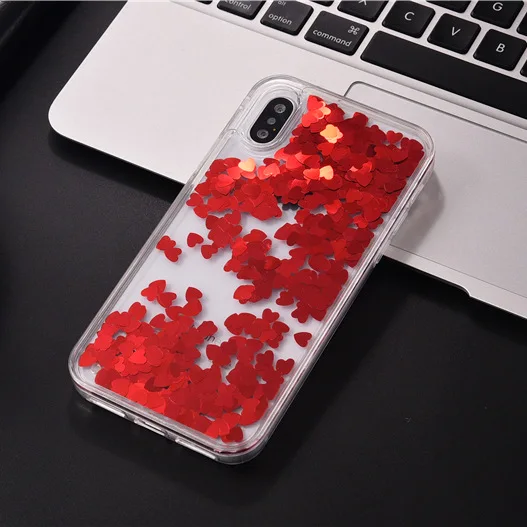 Блеск течет чехол для iPhone X 8 плюс 7 любовь зыбучие пески Телефонные Чехлы 6 6S Плюс