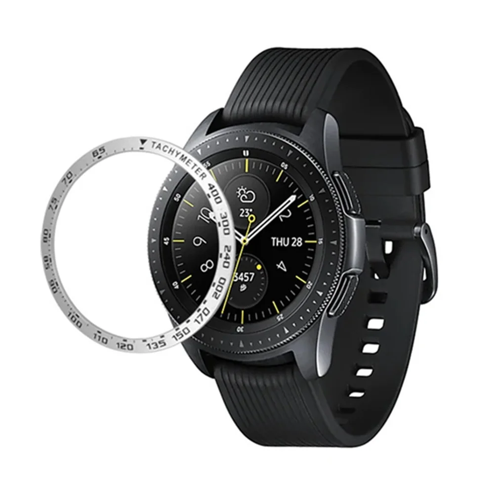 Silver 2 Smart Watch Metal Csae Cover Bezel For Samsung Galaxy Watch Gear S3 46mm Bezel Ring Adhesive Cover Anti Scratch Accessories 46/3 - Цвет: Silver 2