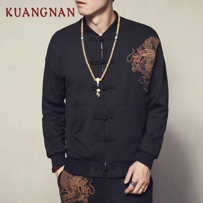 KUANGNAN китайский дракон, вышивка, куртка-бомбер для мужчин, хип-хоп, мужские куртки и пальто, черная уличная Мужская куртка, пальто, весна