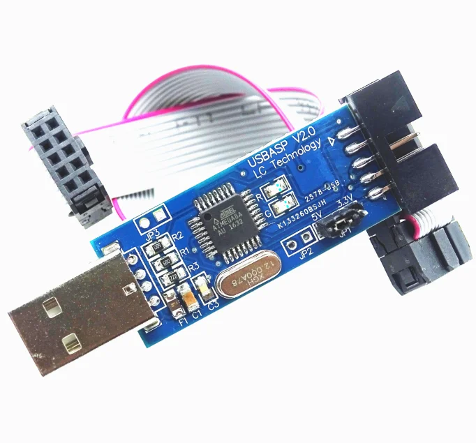 USB ISP программатор AVR 3 V/5V ASP ATMEGA8 ATMEGA128 ATtiny/CAN/PWM + 10Pin провода Поддержка Win7 64BitBit |