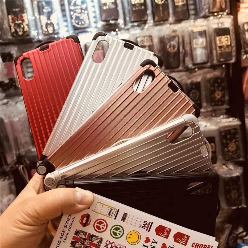IMIDO Роскошные багажные чехлы для телефонов с наклейкой iPhone 6 6S X модный чемодан Coque