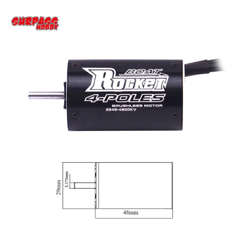 4 полюсный бесщеточный мотор Rocket 2948 4800KV 3450KV для радиоуправляемой лодки 600 800