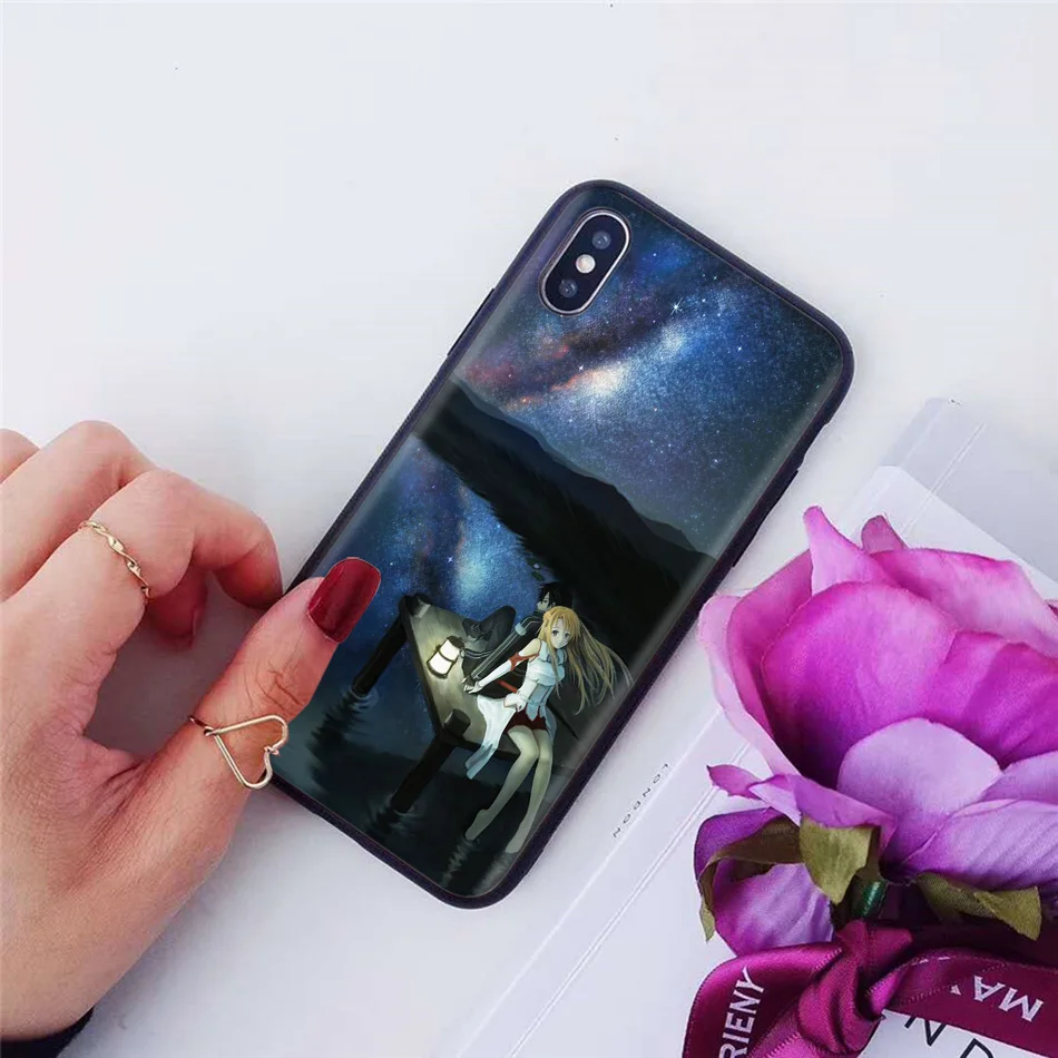Силиконовый черный чехол для iPhone 11 Pro XR X XS MAX 7 8 6 6S Plus 5 5S SE 5C 7Plus 8Plus Phone Sword Art Online SAO аниме