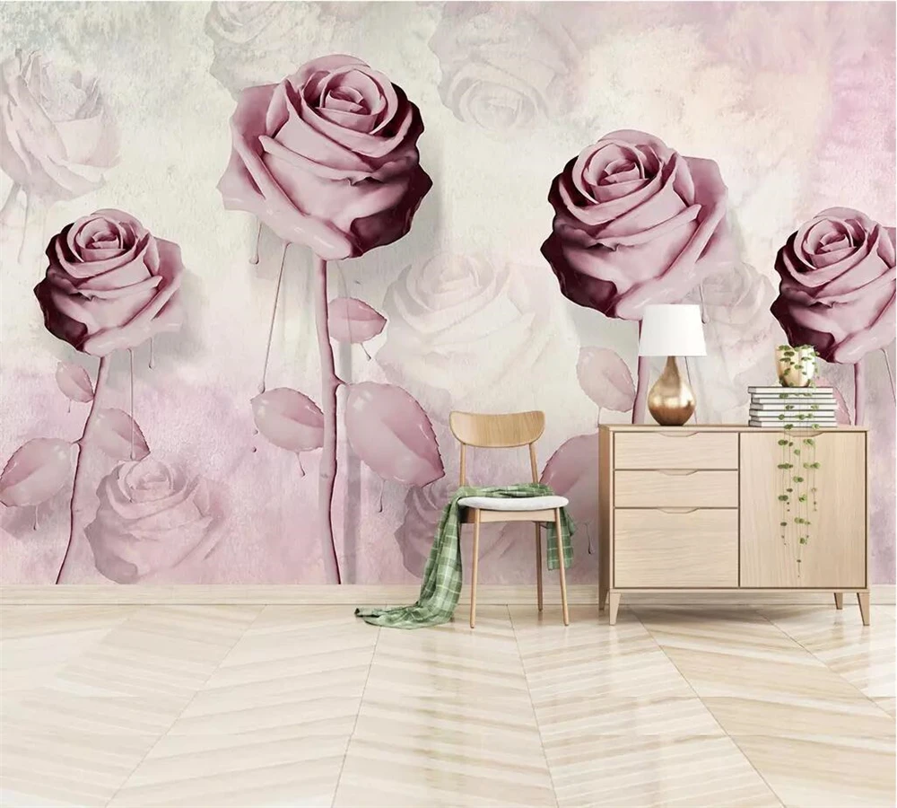 Beibehang пользовательские обои 3d красота розовая роза гостиная фотообои для стен 3 d