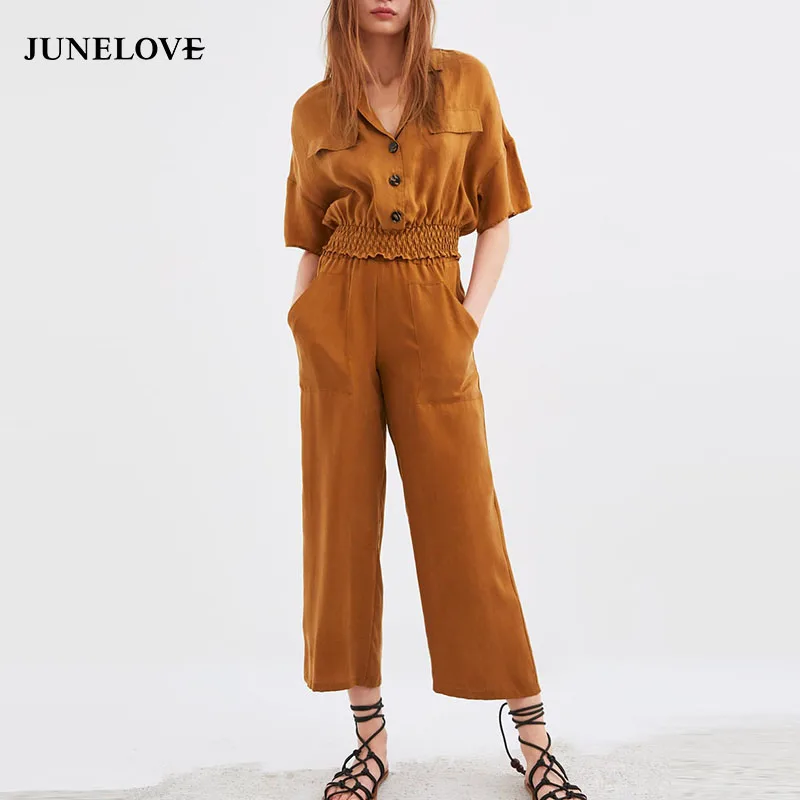 Женская блузка с коротким рукавом JuneLove винтажный эластичный свободный костюм в
