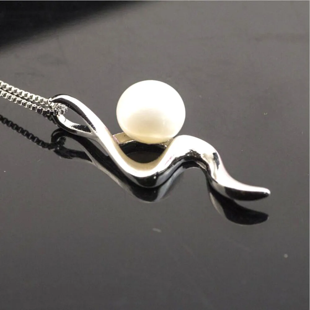 WQQCR 100% 925 Sterling Silver colorShell Pearl Wave Chain Long Pendant Necklaces Wedding Jewelry Necklace Accessories | Украшения и
