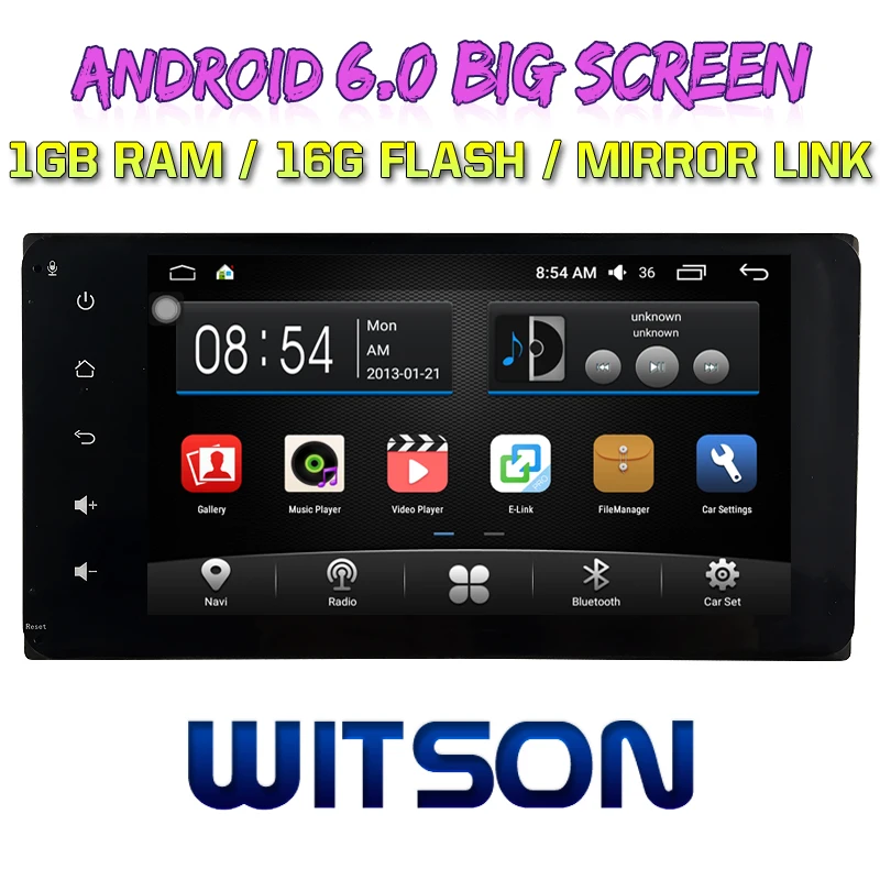 WITSON Android 6 0 четырехъядерный 1 Гб RAM 16 flash для TOYOTA универсальный с коротким дизайном