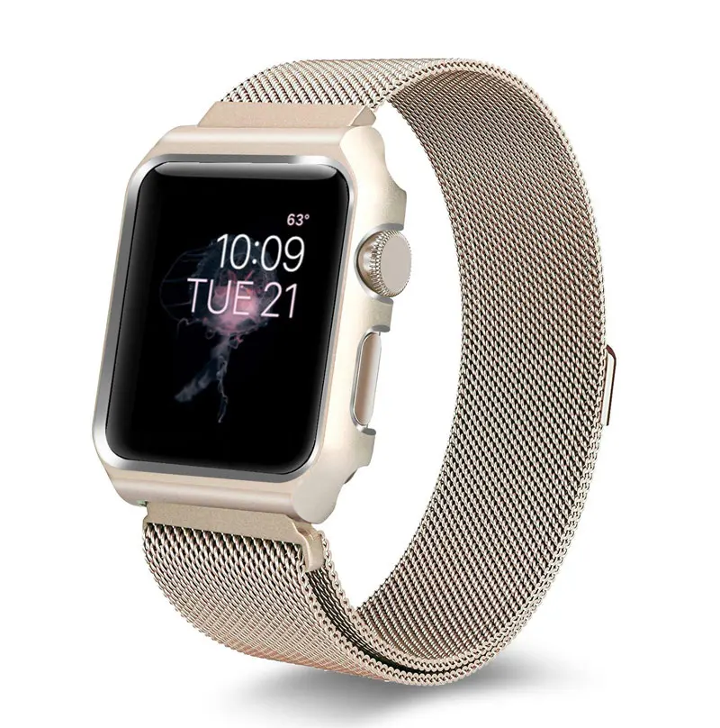 Чехол+ Миланский ремешок для apple watch band apple watch 4 3 5 44 мм 40 мм 3 iwatch 42 мм/38 мм браслет из нержавеющей стали correa