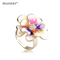 madrry statement esmalte enamel flowers ring colorful anillo for sobretudo feminino bijuterias peace love you