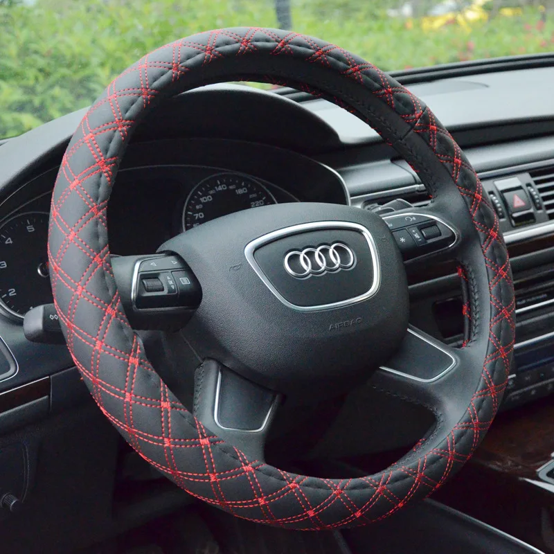 Red Wine Series CAR STEERING WHEEL COVER PU Leather 38cm Black Orange Beige Gray Cheap &amp Free Shipping | Автомобили и