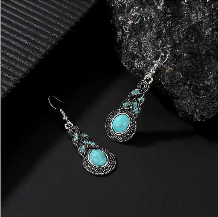 Распродажа акция винтажные серьги-капельки с голубым камнем стразы женские