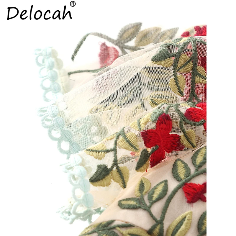 Женское винтажное платье Delocah с коротким рукавом и цветочной вышивкой|Женские