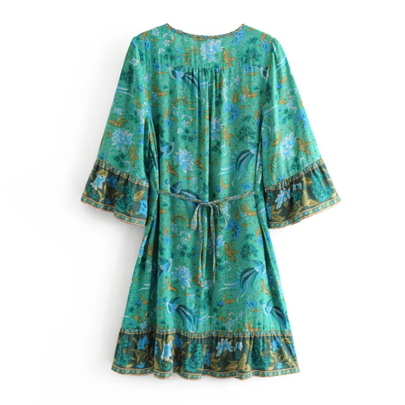 Женские винтажные платья до колена с v-образным вырезом и кружевным принтом в