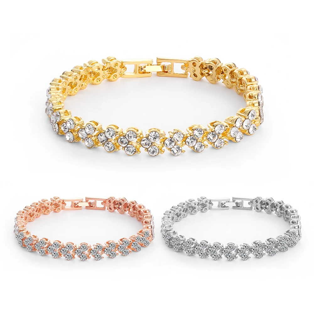 1 шт Блестящий Кристалл римская цепочка прозрачный циркон браслет горный