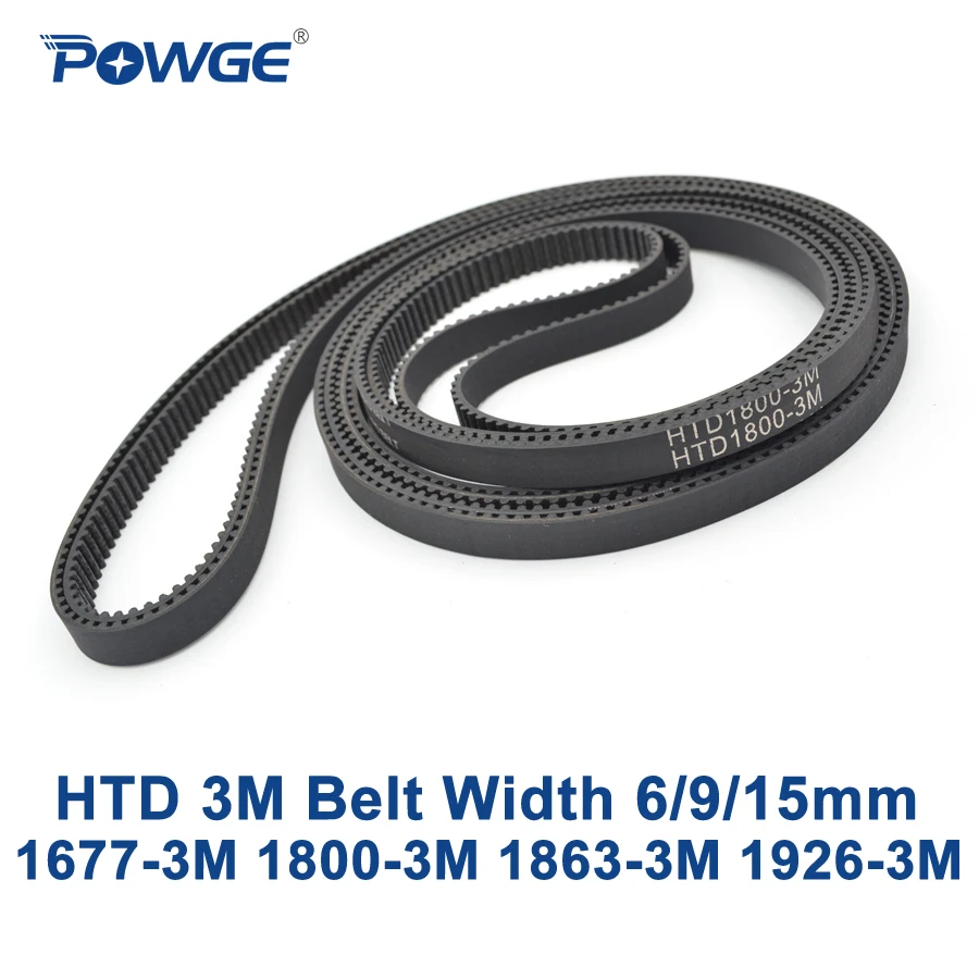 

POWGE HTD 3M Timing belt C=1677 1800 1863 1926 width 6/9/15mm Teeth 559 600 621 642 HTD3M synchronous 1677-3M 1800-3M 1926-3M