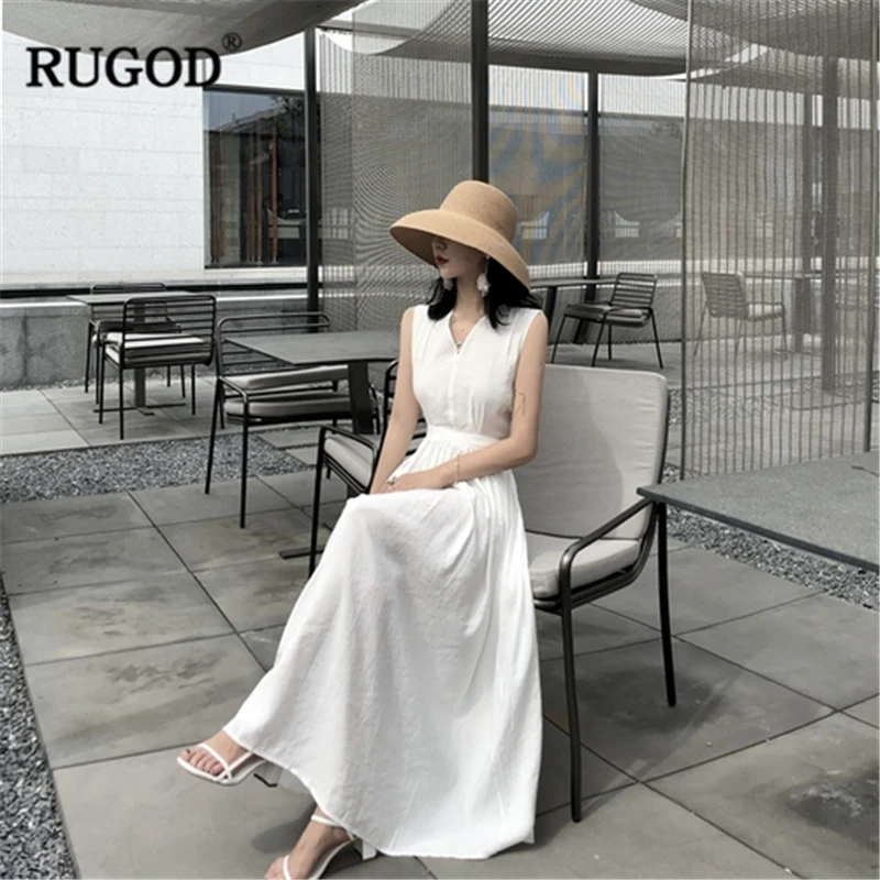 Женское однотонное платье с открытой спиной RUGOD облегающее ТРАПЕЦИЕВИДНОЕ