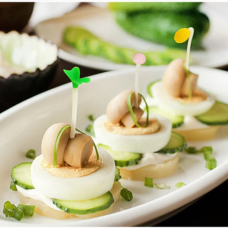 8pcs/set Fruit Fork Reusable soybean sprouts design Fruit Fork Tableware Multiple Use Snack Cake Dessert Forks For Party 1 set