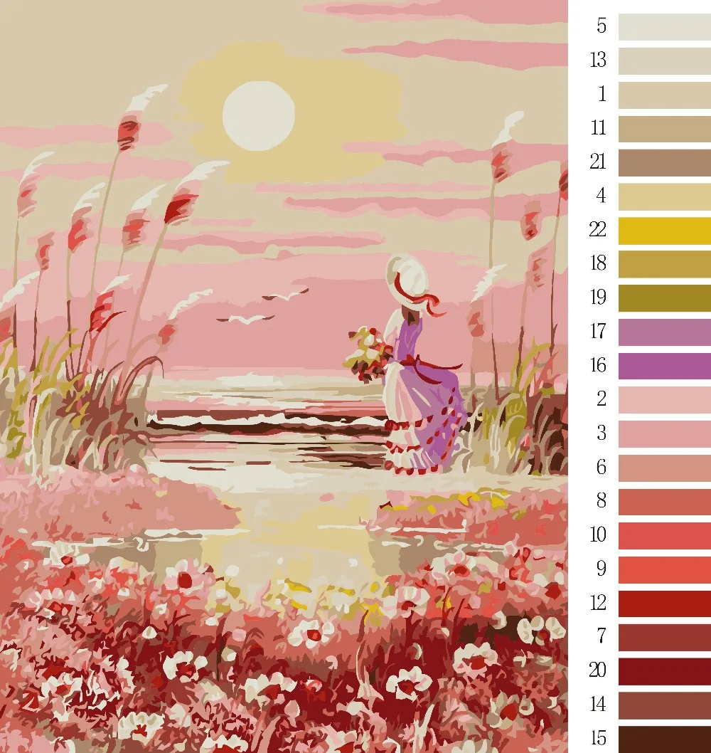 Unframe картина маслом по цифровой DIY Рисунок Живопись цветные цифры на холсте