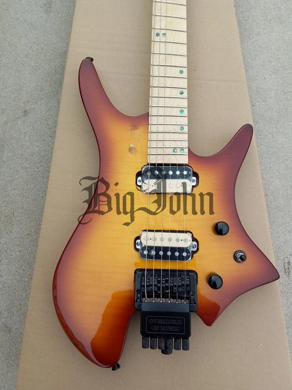 Безголовый клен fanfret гриф электрогитара, Вишня взрыв красного дерева тела