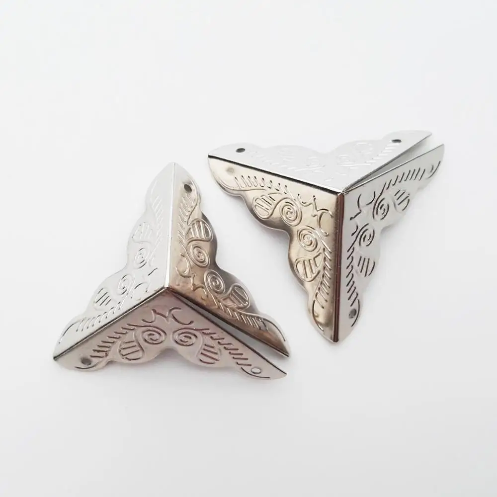 silver 12 шт. металлическая декоративная подарочная коробка для вина, Деревянный чехол, чехол с железным краем, Защитные уголки, длина по бокам 25 мм, 3 цвета - Цвет: silver