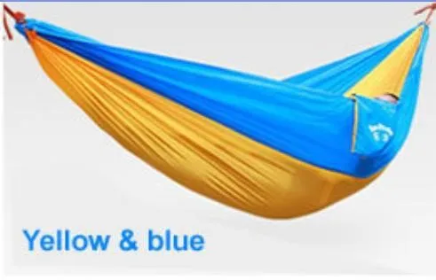 YELLOW BULE Двойной гамак для кемпинга, гамак для выживания, Парашютная ткань, портативный гамак для двойного человека, гамак с парашютом, 260*140 см - Цвет: YELLOW BULE