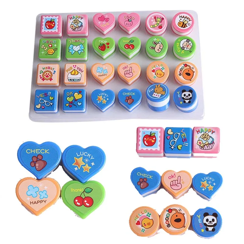 24 шт дети печать мультфильм резиновые марки для скрапбукинга милое сердце