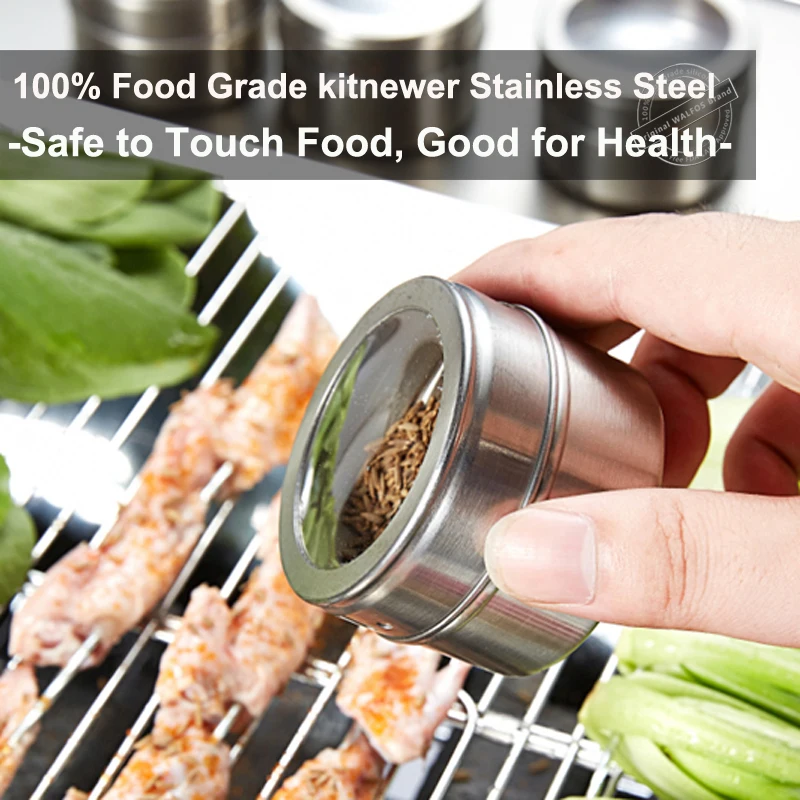 6 шт. магнитный графинчик из нержавеющей стали Набор банок для специй Солонка и