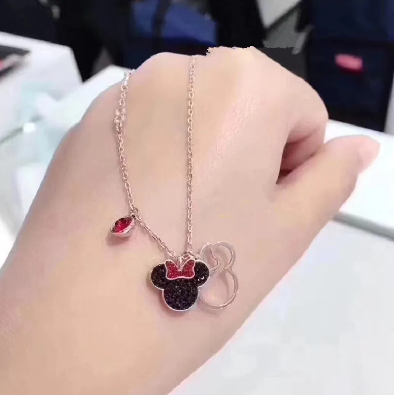 Disney Микки Маус мультфильм леди серебряный Цепочки и ожерелья Женская мода свитер аксессуары прекрасный подарок ювелирные Минни цепи