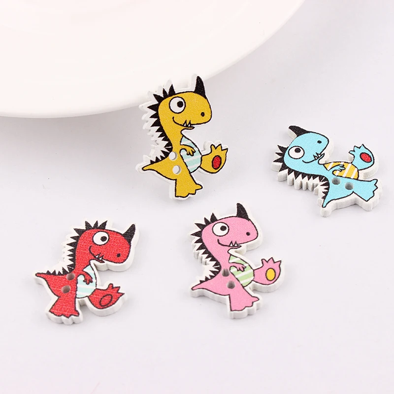 50 шт. разноцветные ботинки с динозаврами 26 х21 мм|scrapbooking accessories|wooden buttonsbuttons sewing |
