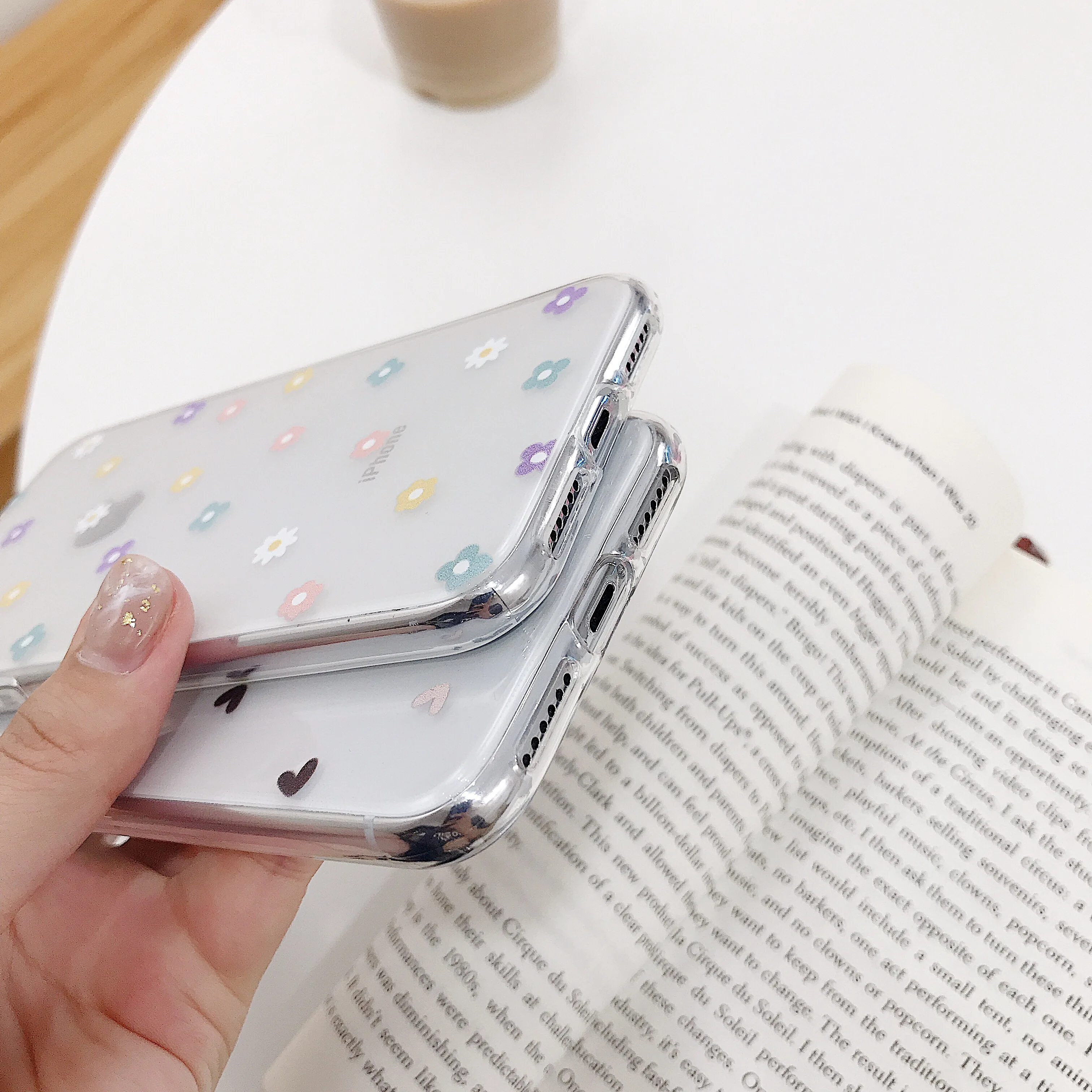 Soft Transparent Cases For iphone 11 Pro XR XS Max X 7 8 Plus 6 6S Case Love Heart Floral Clear Silicone Back Cover Fundas |