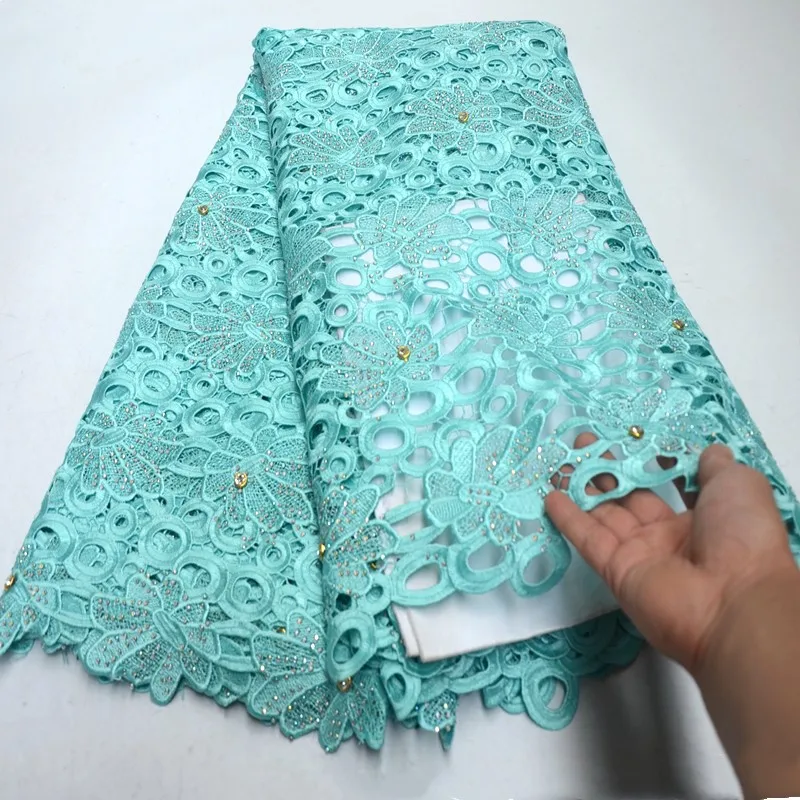 Gorgeous guipure lace fabric 2019 high quality african cord fabrics with stone for wedding party 5yards DG240 | Дом и сад