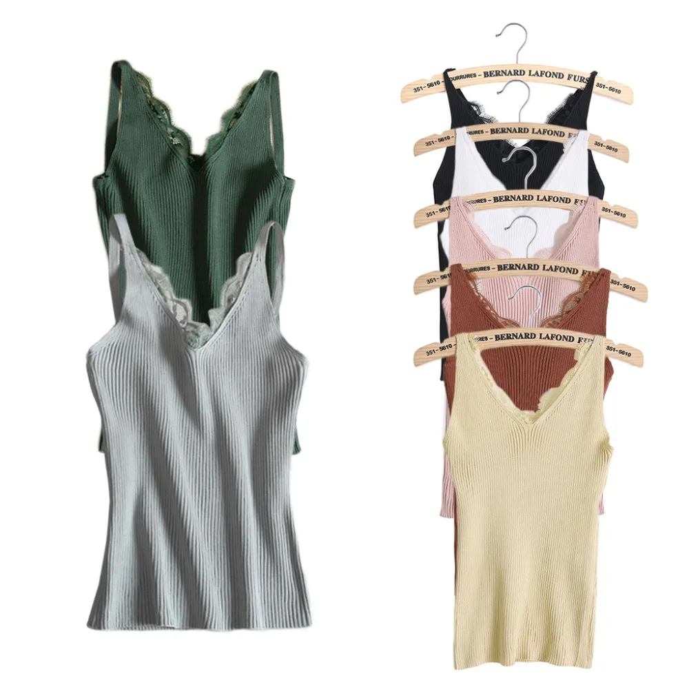 Сексуальный женский Гладкий топ с кружевным плетением и двойной V образным