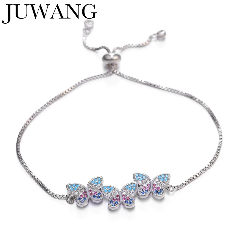 Женский браслет-бабочка из меди с кубическим цирконием регулируемый браслет