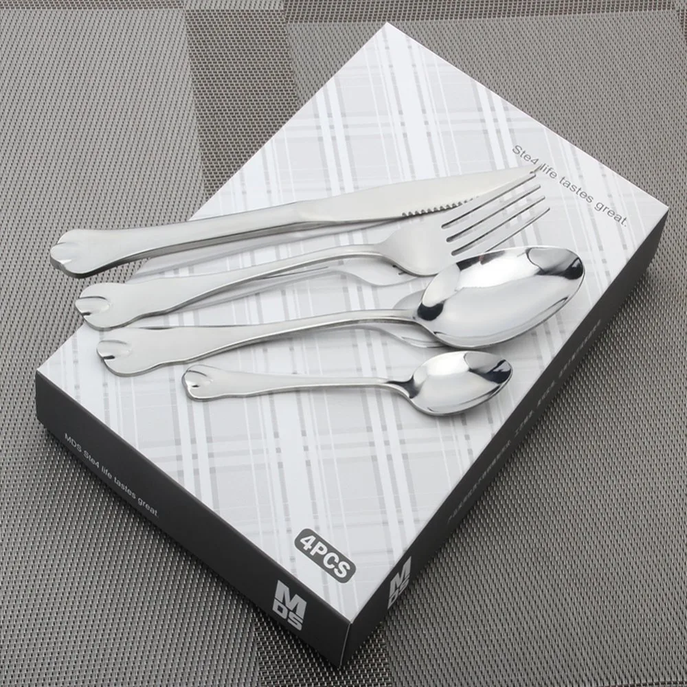 Портативный набор столовых приборов из нержавеющей стали 4 шт./лот|set tableware|silver