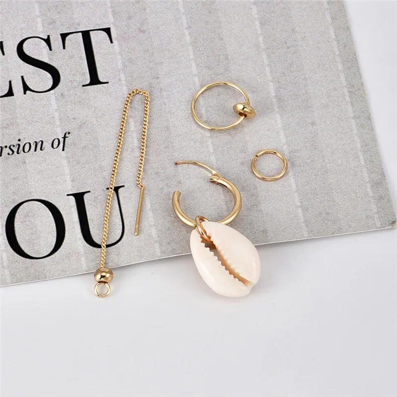 4 шт./компл. богемное кольцо с кисточкой из натурального белого ракушка Женские