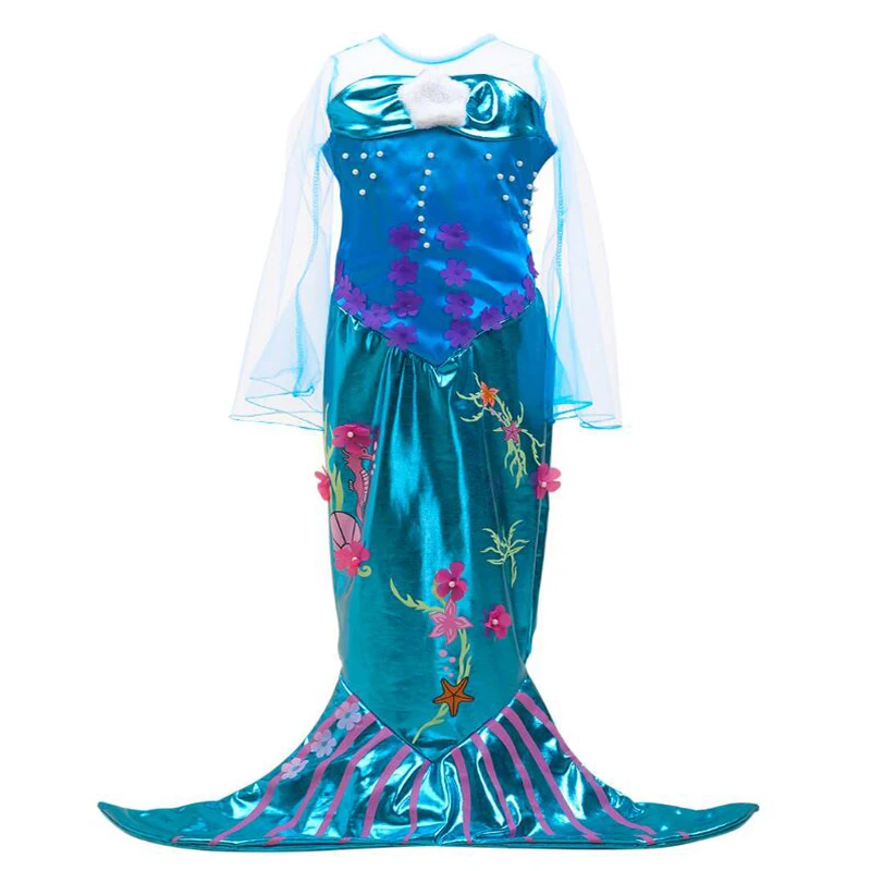 Костюм принцессы Ариэль с хвостом русалки для девочек платье костюмированной