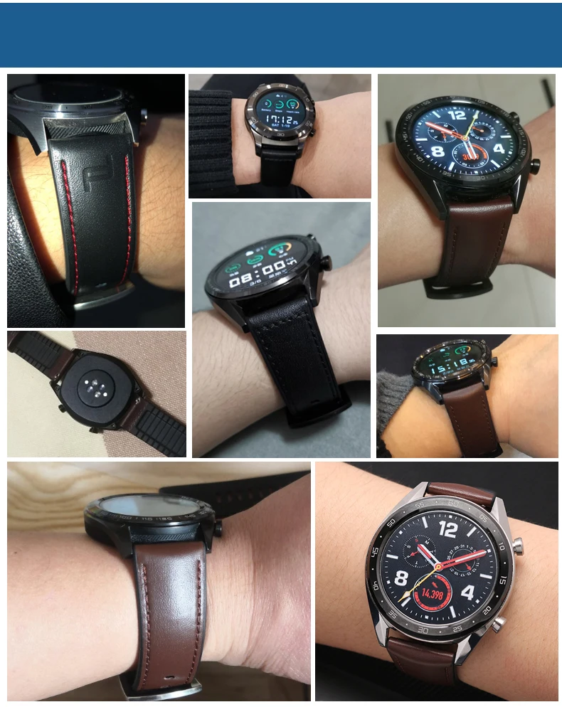 Huawei Watch 2PRO/GT ремешок для часов 22 мм Натуральная кожа starp для huawei Honor Magic/Dream Ticwatch pro браслет для часов
