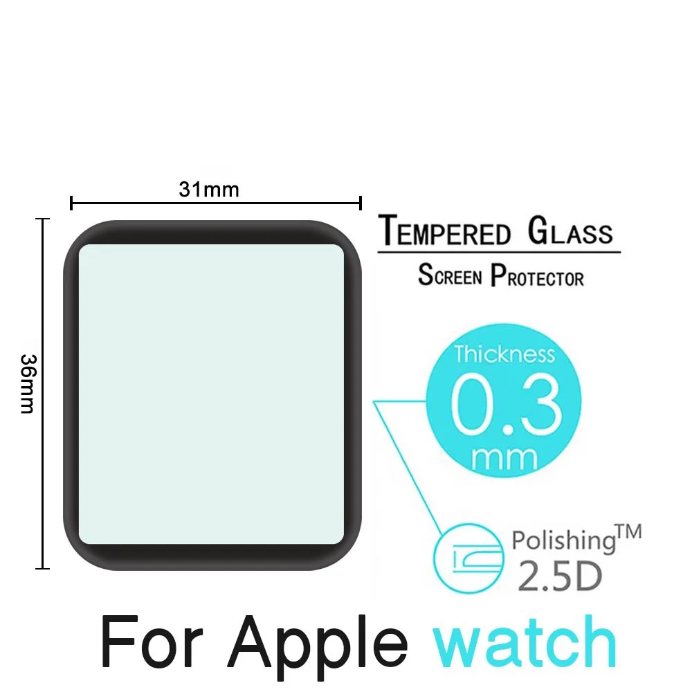 Защитная 3D плёнка с закругленными черными краями для iWatch планшетов Apple Watch 38 мм 42