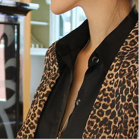 2017 осенний Новый Модный тонкий Леопардовый маленький костюм женский OL длинный