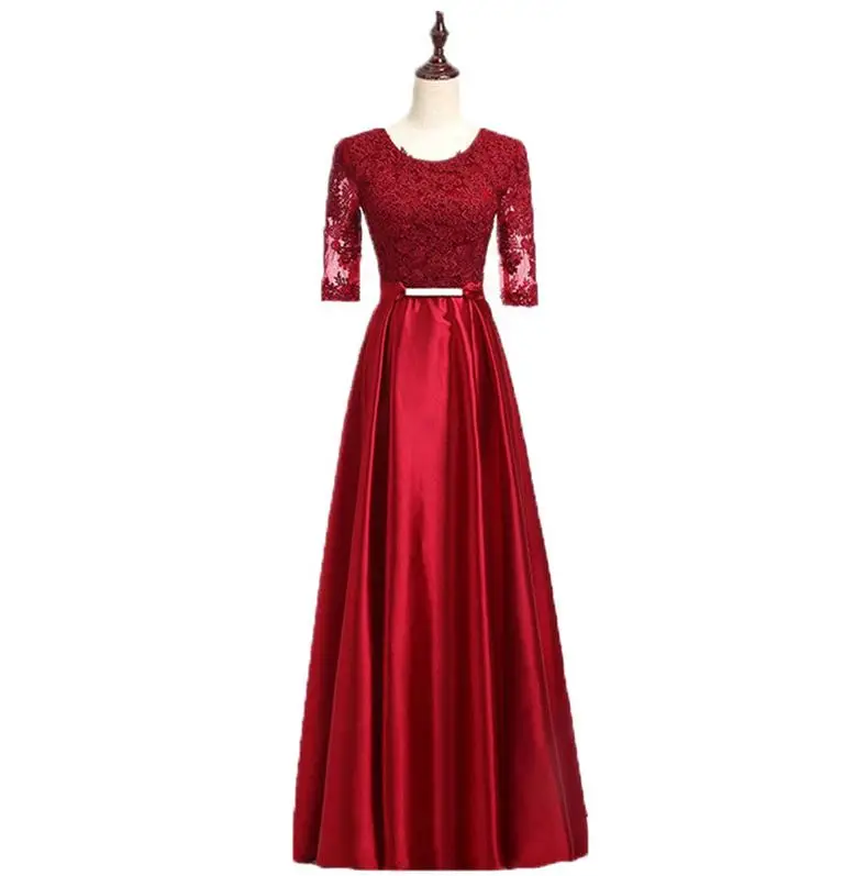burgundy Новинка из кружева, с вырезом на шее платье из тафты с короткими рукавами трапециевидной формы розового цвета Бургундия Королевский синий цвет слоновая кость цвета: серебряный, серый, золотой, изумрудно-зеленый платье для невесты - Цвет: burgundy