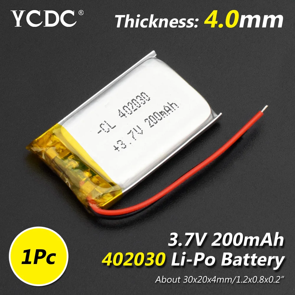 402030 200mAh 1pc Размер 402030 3,7 в 200 мАч литий-ионный Lipo ячеек литий-полимерный аккумулятор для Bluetooth gps MP3 MP4 рекордер - Цвет: 402030 200mAh 1pc