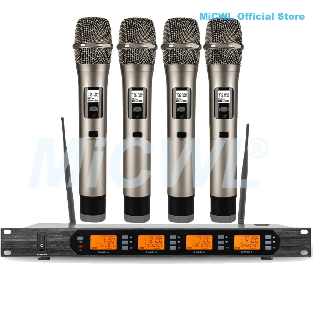 4 Metal Handheld Pro UHF Беспроводная микрофонная система EW500 G4 965 караоке портативная беспроводная гарнитура петличный микрофон MiCWL 4 микрофона - Цвет: 4 Metal Handheld