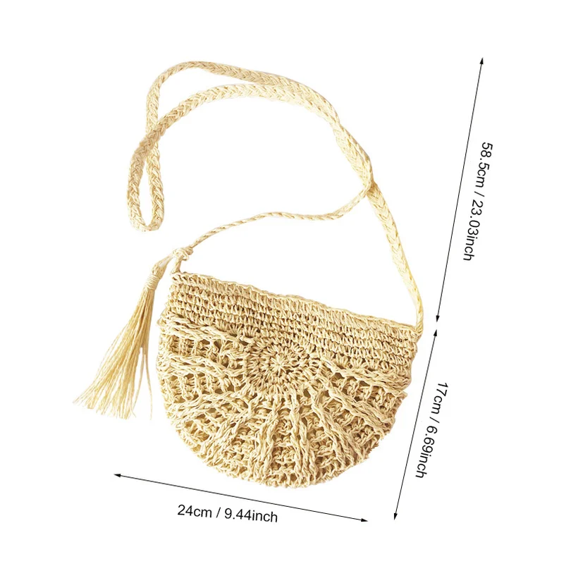 ESHINEDER Woven Strawbags Beach Handbag Zipper Fashion Shoulder Pouch Summer EmbroideryCrossbody Vintage Tote Supply Stuff | Багаж и сумки