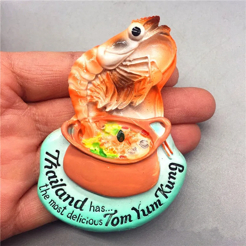 

Hot Sale Thailand Refrigerator Magnets 3D Resin Tom Yum Food Fridge Magnet Travel Tourist Souvenirs Magnetic Stickers Home Decor