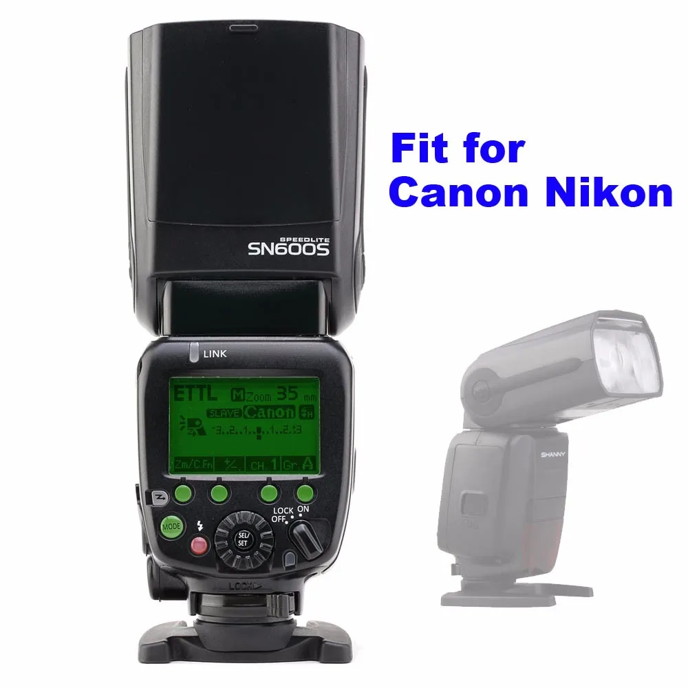 Shanny SN600S 1/8000S HSS TTL вспышка ЖК панель для Canon и камеры Nikon подходит 600EX RT/600EX/580EX II SB